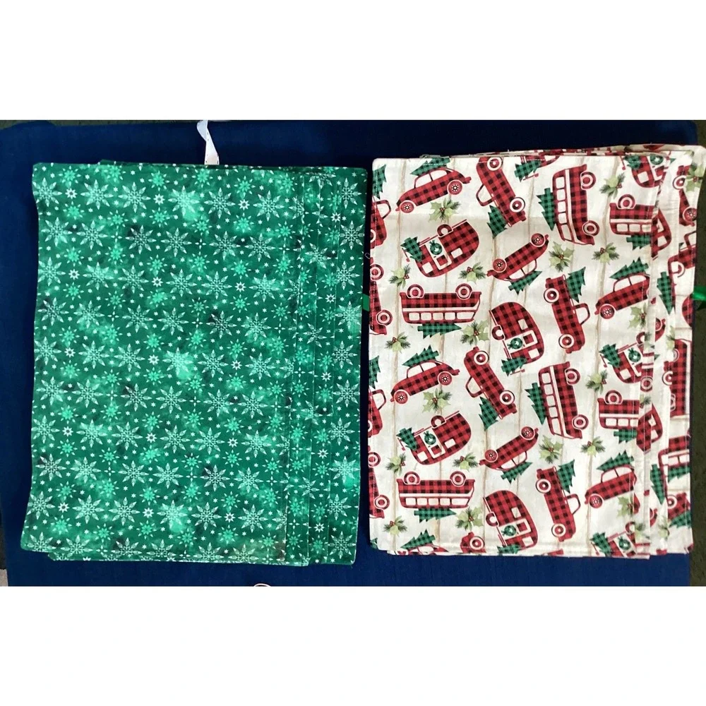 Christmas Placemats Set of 8 Red Buffalo Plaid Camper Green Snowflake Rustic